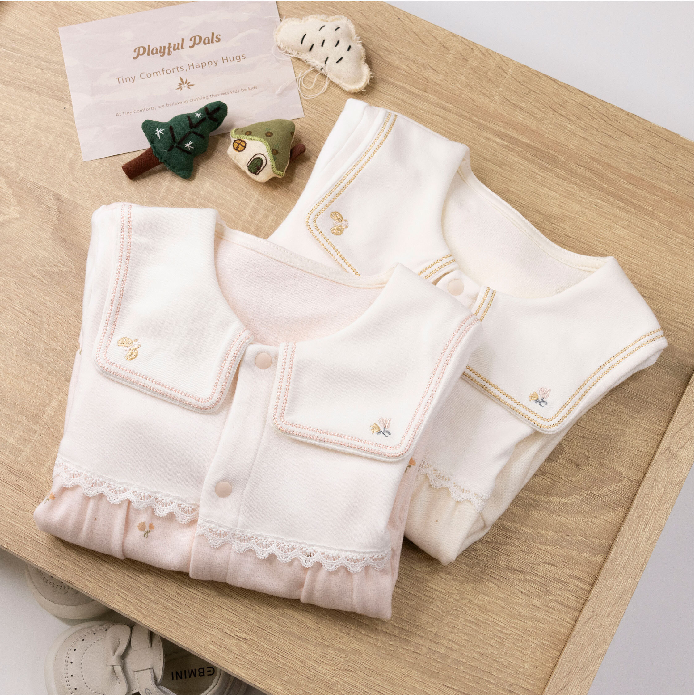 純淨系列【T3070】甜美碎花刺繡長袖連身衣＊二色