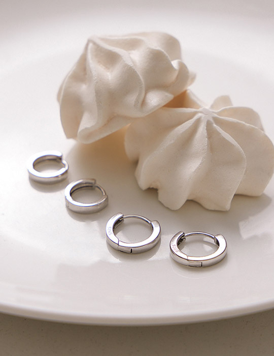 【925純銀】幾何日常小圈。銀針耳環(銀)