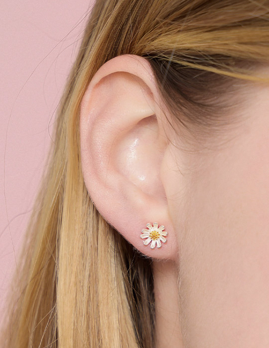 【925純銀】夏日迷你小雛菊。銀針耳環