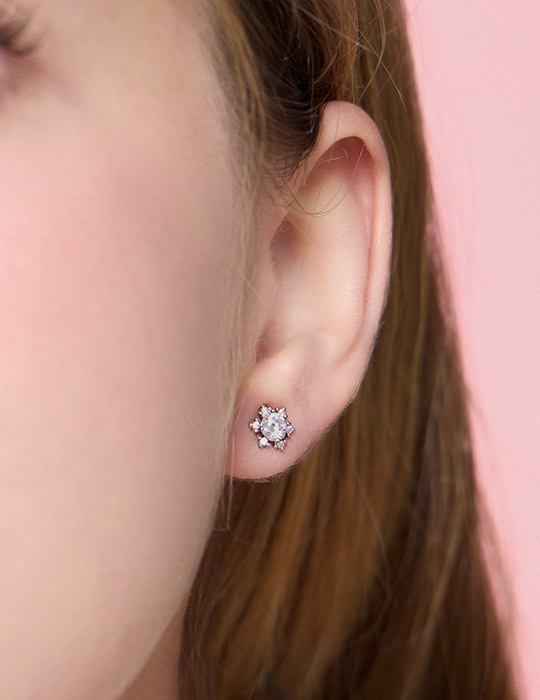 【925純銀】輕奢閃鑽。銀針耳環