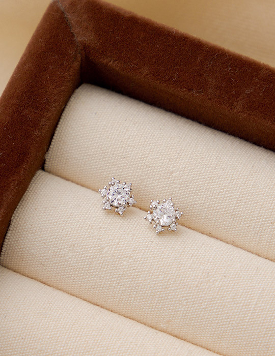 【925純銀】輕奢閃鑽。銀針耳環