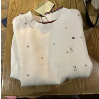 [S] TOMMY HILFIGER WHITE SMALL ALLOVER STAR SWEATER, 71J4627-110 (STH1086)