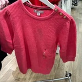 [S] TOMMY HILFIGER TOMMY HILFIGER FUSCHSIA PUFF SLEEVE CREWNECK SWEATER, 76J5507-670 (STH1119)