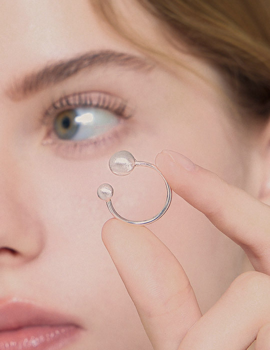 【925純銀】簡約紋理銀珠可調式戒指