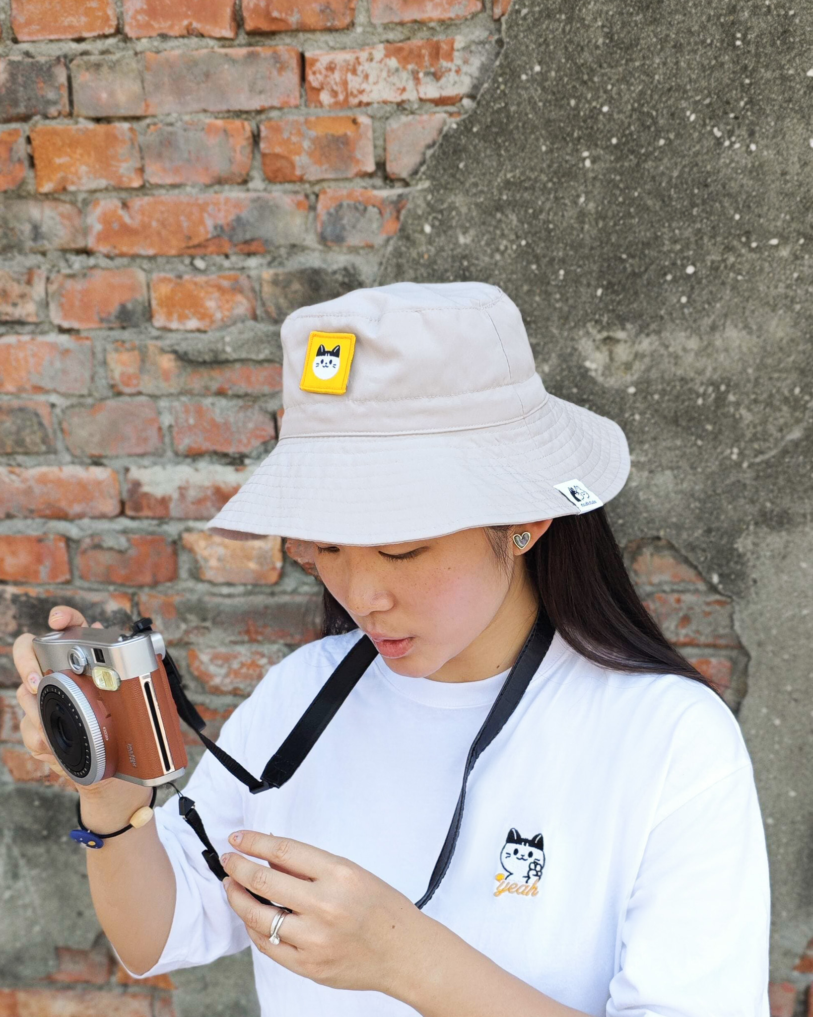 豆豆喵喵魔術布貼遮陽漁夫帽