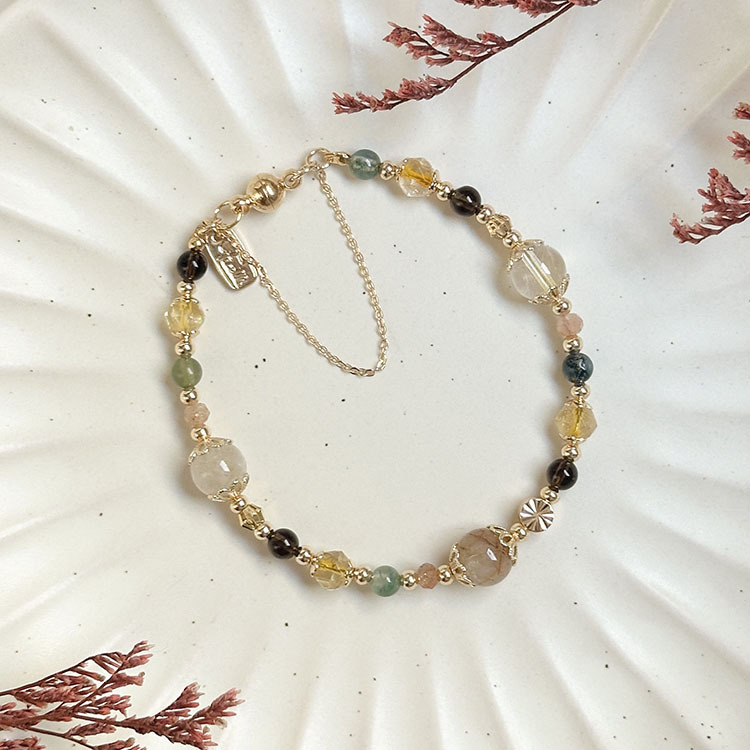 生日花 • 壹月陸 • 螺旋蘚苔 – 鈦晶 – 手鍊