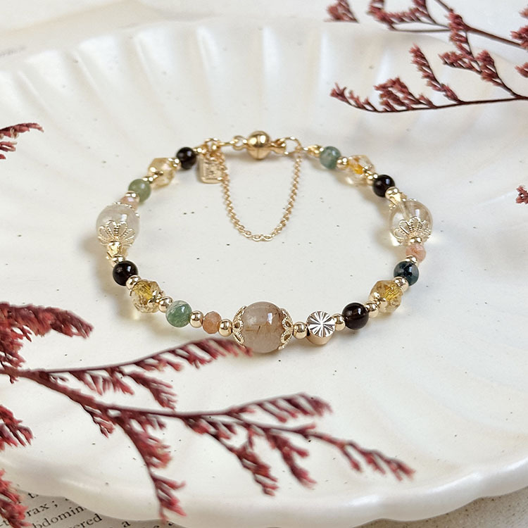 生日花 • 壹月陸 • 螺旋蘚苔 – 鈦晶 – 手鍊