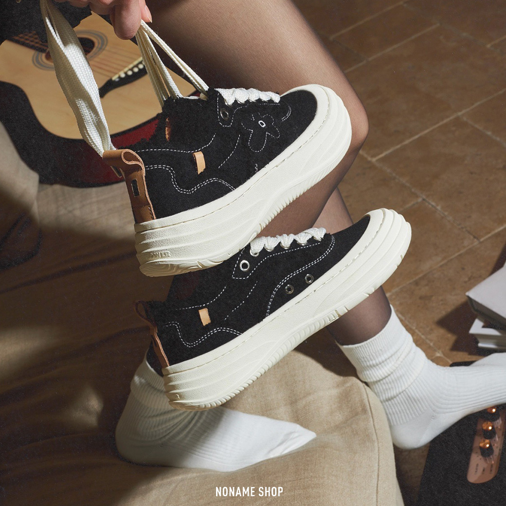 WE FLOWER 小花鞋 蕾絲 厚底 德訓鞋 黑瑪麗 (女款)