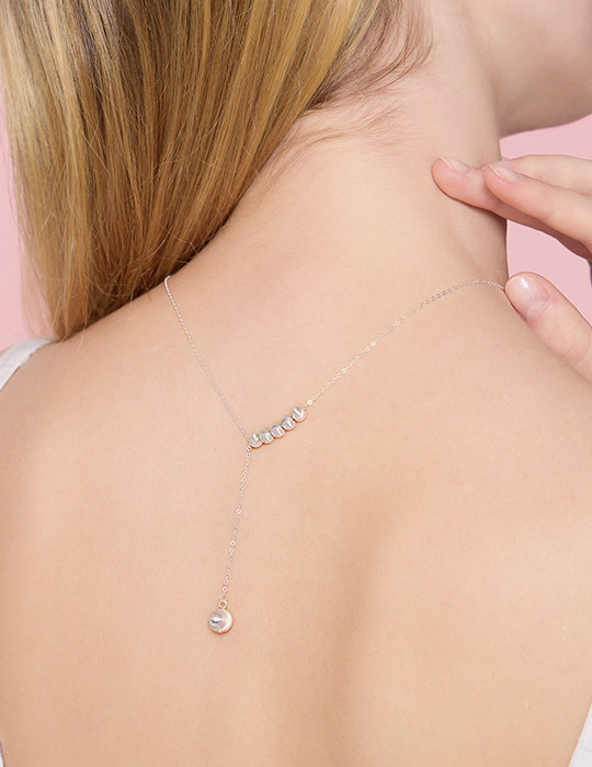 【925純銀】銀珠排列設計項鍊