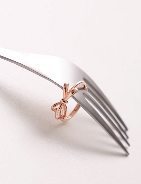 【925純銀】氣質蝴蝶結可調式戒指(玫瑰金)