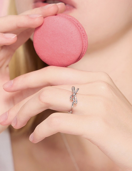 【925純銀】氣質蝴蝶結可調式戒指(銀)