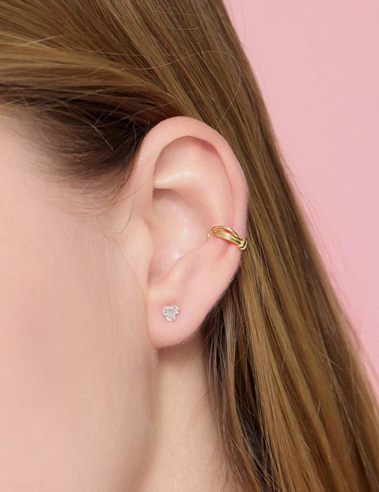 【925純銀】繩結設計耳骨夾(金)(單支)