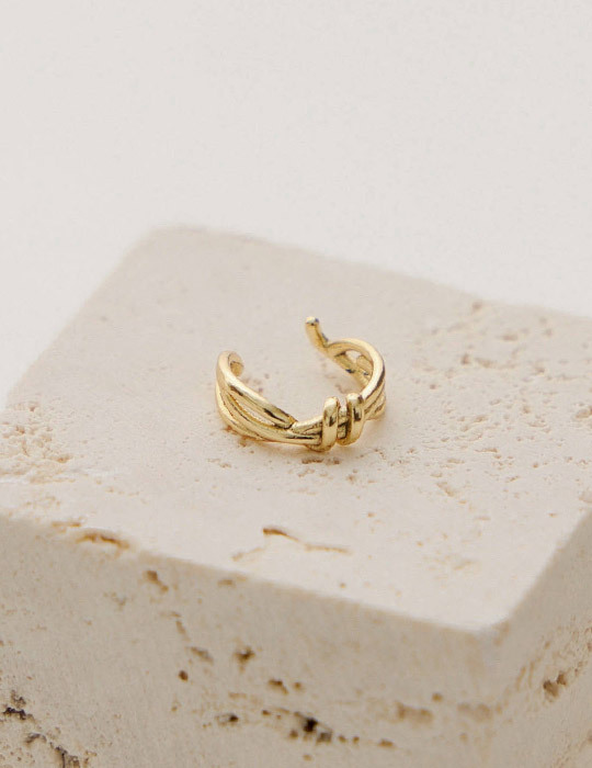 【925純銀】繩結設計耳骨夾(金)(單支)