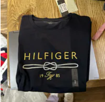 [S] TOMMY HILFIGER BLACK HILFIGER NAUTICAL ROPE LOGO T-SHIRT, XW04337-401 (STH1092)