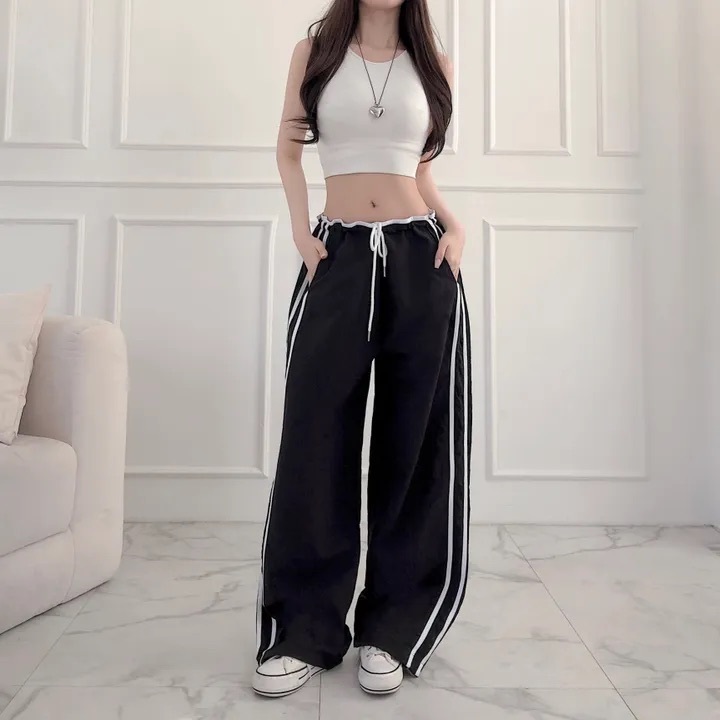 【優惠預訂】韓國低腰雙線尼龍褲（4色）