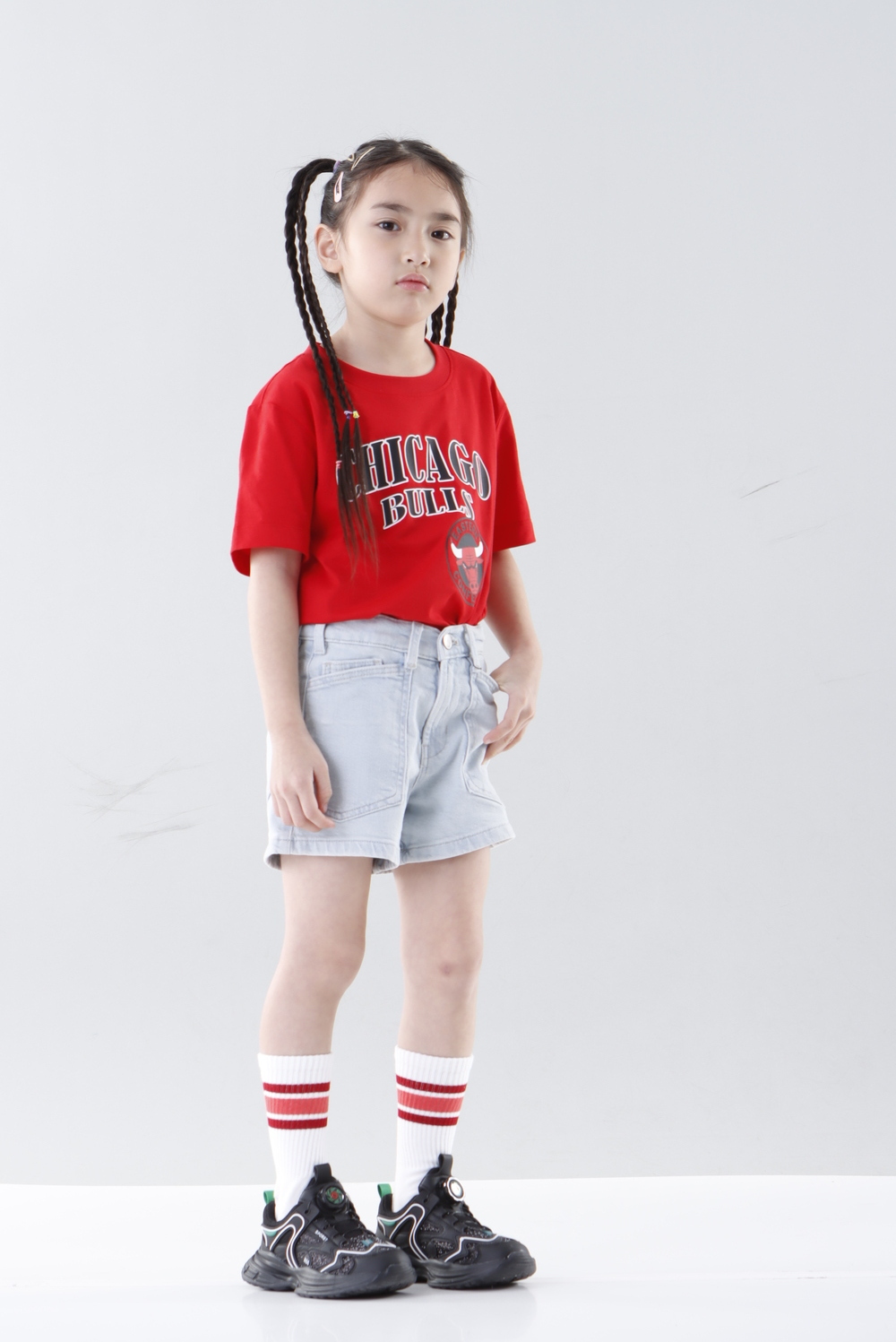 【NBA】中性童LOGO印花T_CHI-中紅
