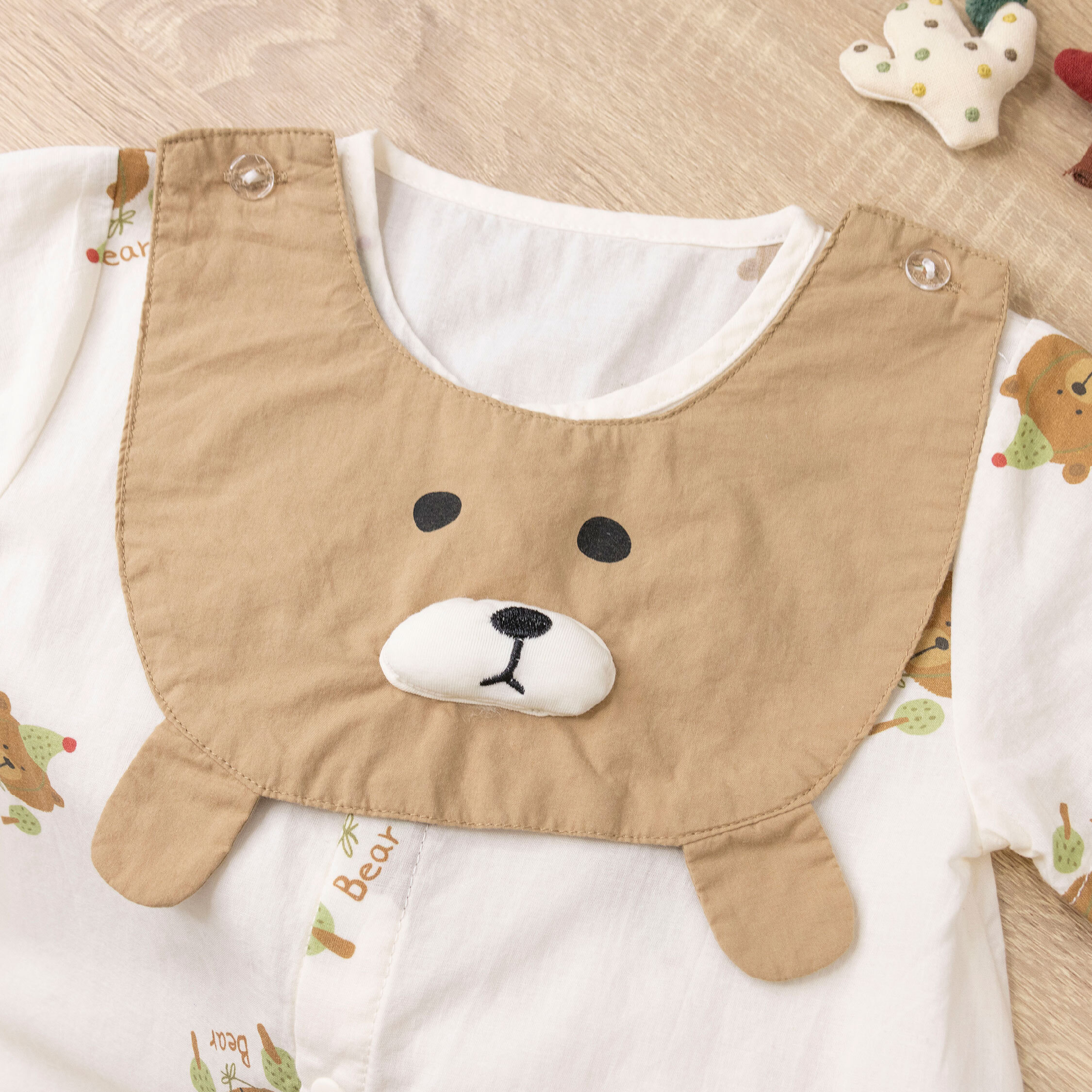 【JG0508】森林小熊舒適棉質連身衣(附圍兜)