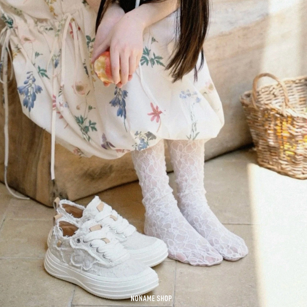 WE FLOWER 小花鞋 蕾絲 厚底 德訓鞋 珍珠白 (女款)