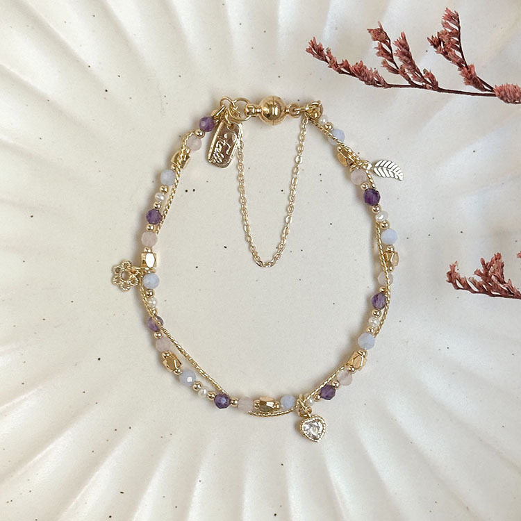 生日花 • 肆月貳 • 香甜紫羅蘭 – 瑪瑙紫水晶 – 手鍊