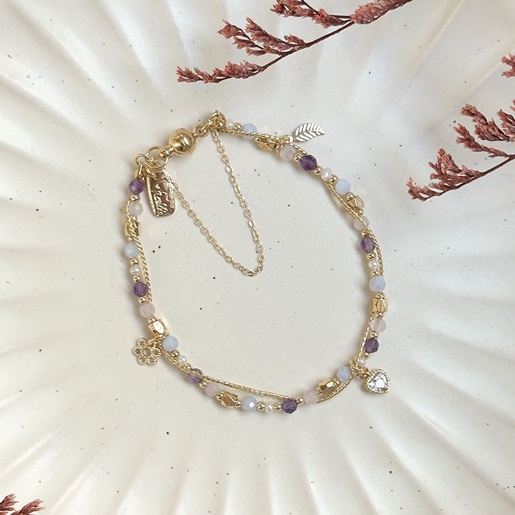 生日花 • 肆月貳 • 香甜紫羅蘭 – 瑪瑙紫水晶 – 手鍊