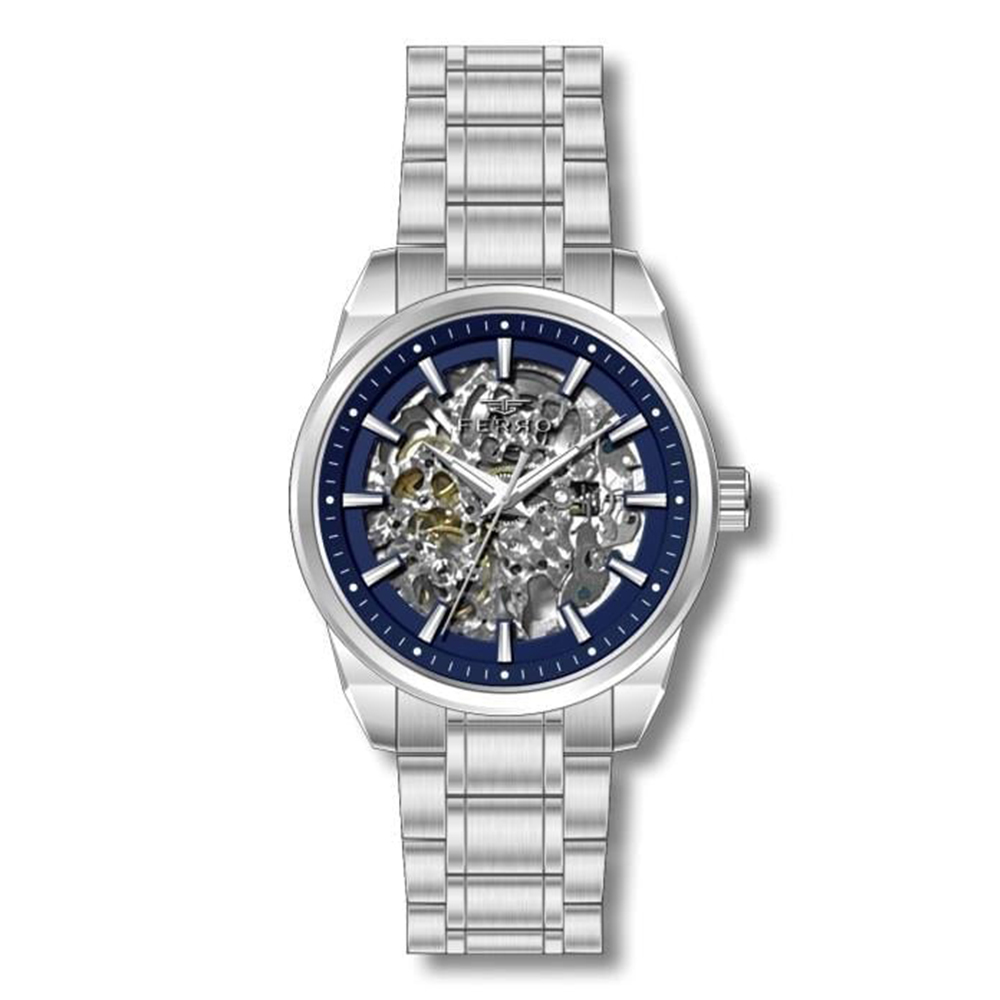 【FERRO 費羅】FM40106A 鏤空錶盤 防水30米 夜光 不鏽鋼 男款 手錶