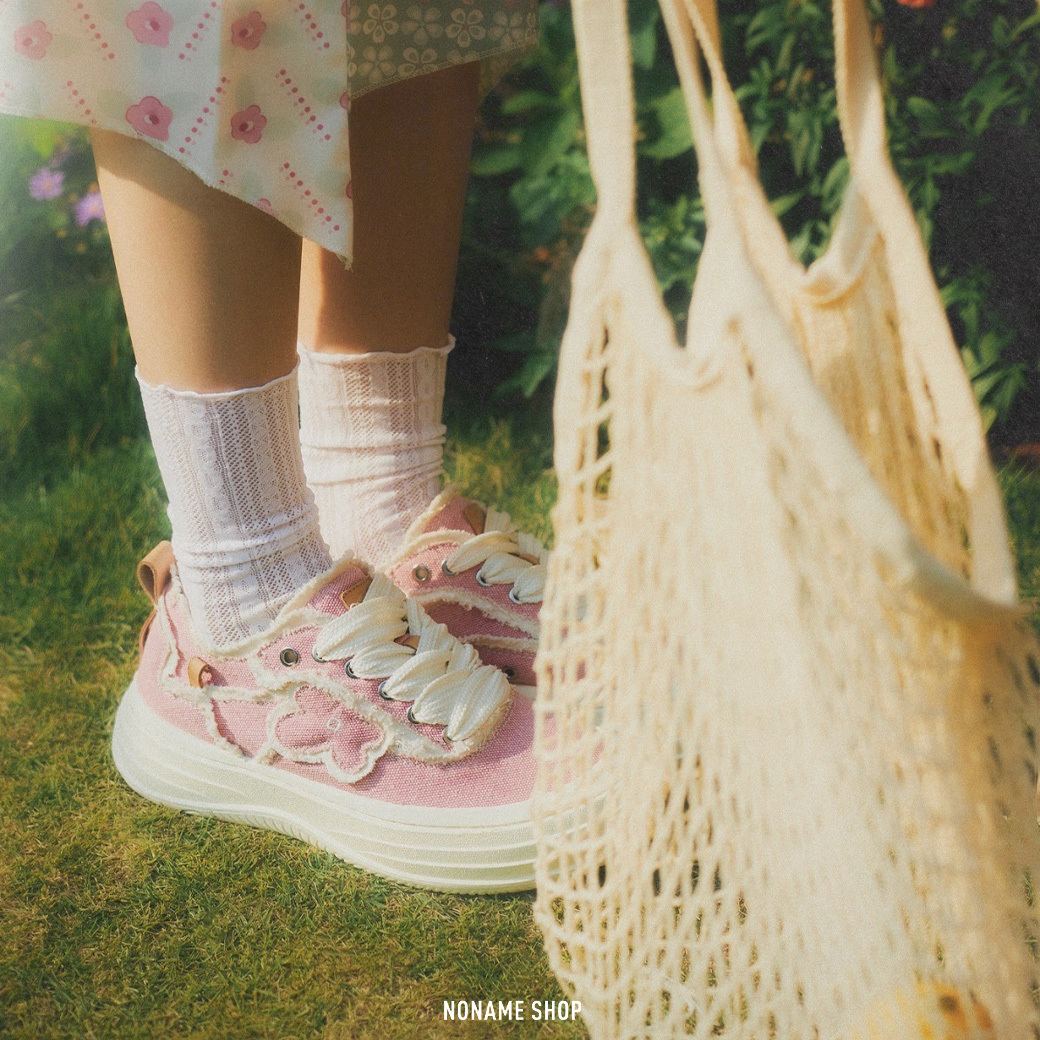 WE FLOWER 小花鞋 蕾絲 厚底 德訓鞋 珊瑚粉 (女款)