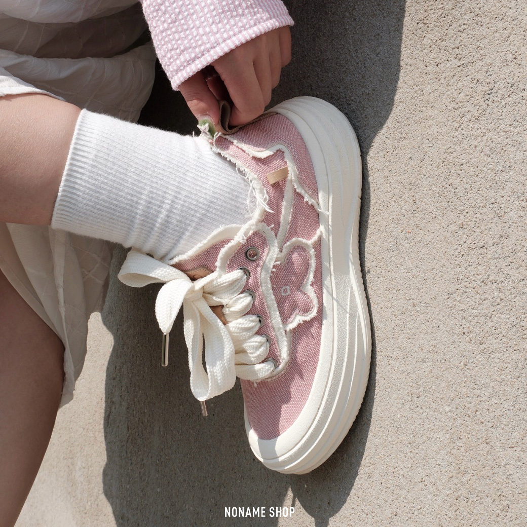 WE FLOWER 小花鞋 蕾絲 厚底 德訓鞋 珊瑚粉 (女款)