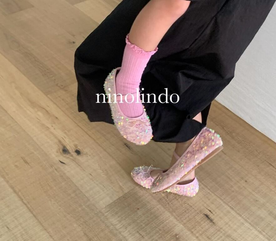 NINOLINDO 閃閃亮片芭蕾舞鞋-pink