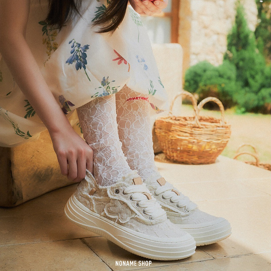WE FLOWER 小花鞋 蕾絲 厚底 德訓鞋 珍珠白 (女款)