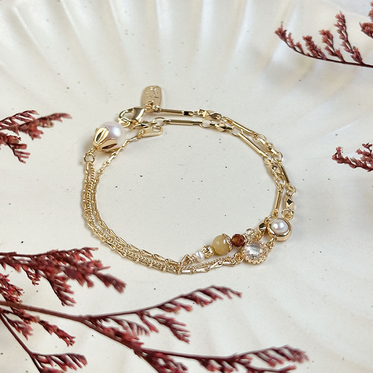 生日花 • 拾月拾捌 • 木蘑菇 – 珍珠黃玉 – 手鍊