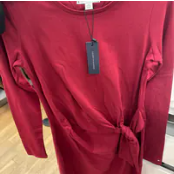 [S] TOMMY HILFIGER ROUGE LONG SLEEVE KNOTTED STETCH DRESS, 76J5400-601 (STH1101)