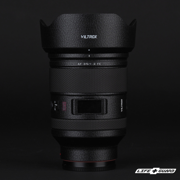 LIFE+GUARD 鏡頭貼膜安裝示意，適用 Viltrox AF 35mm F1.2 LAB