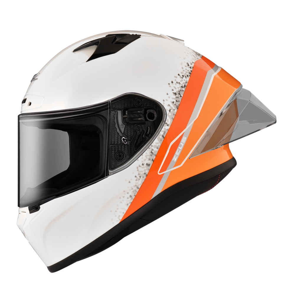 ZEUS 瑞獅 826 BK10 全罩安全帽 珍珠白/橘