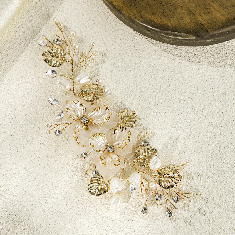 髮飾 飾品 髮夾 新娘髮夾 高級感 百搭 婚禮頭飾 盤髮神器 韓國髮飾 新娘飾品 氣質髮夾 花朵髮夾 送女生 064