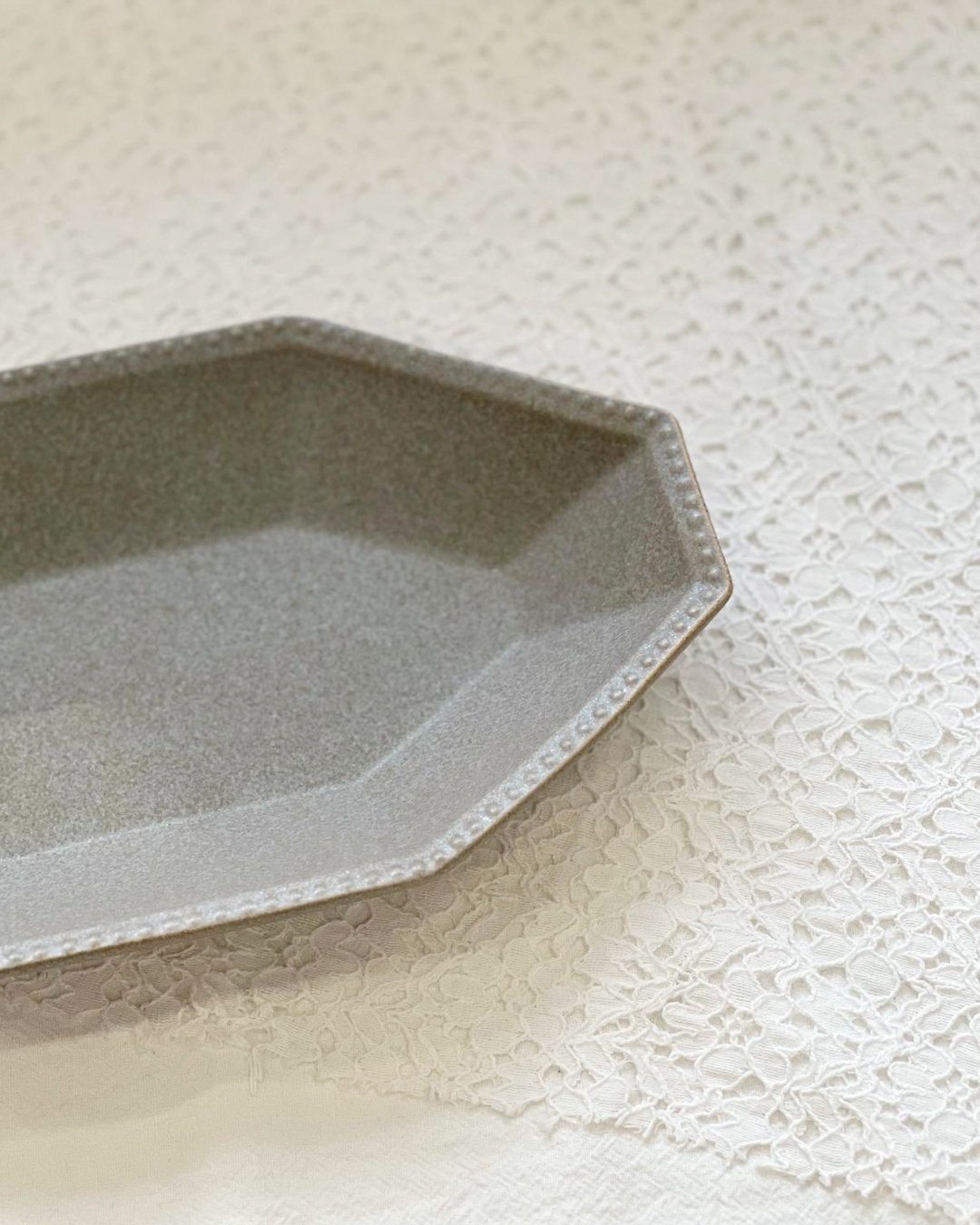 仿古 霧灰八角深盤｜益子燒