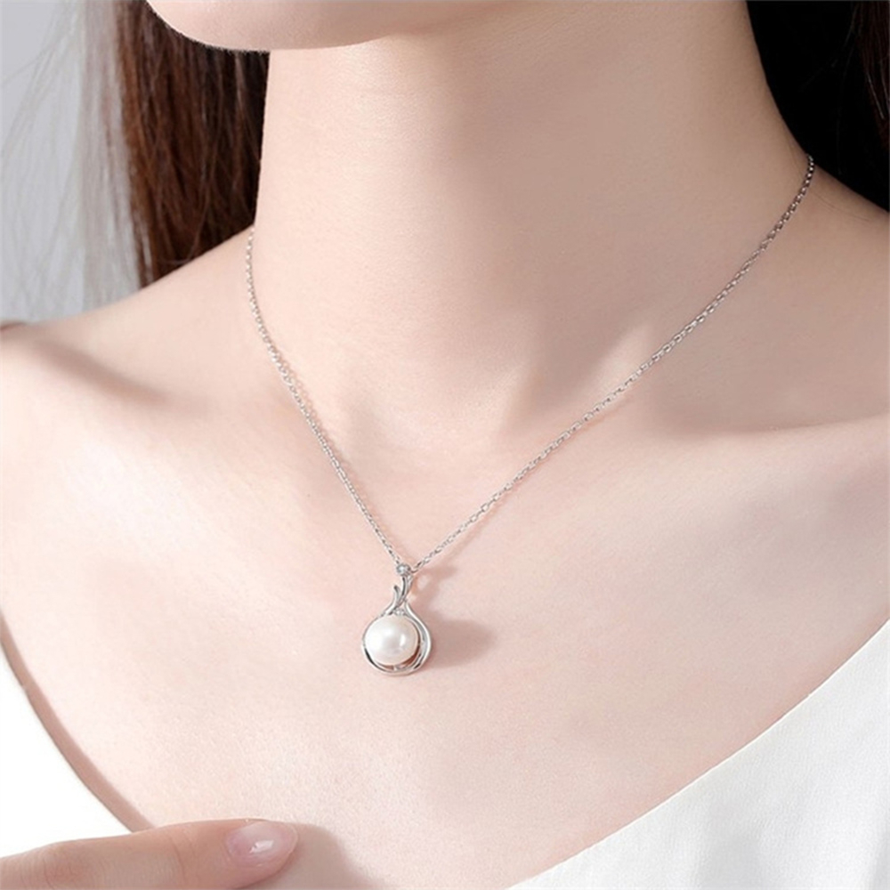 S925純銀項鍊 女生項鍊 珍珠項鍊女 鎖骨項鍊  天然珍珠項鍊 抗過敏項鍊  一週年禮物 情人節禮物女朋友 014