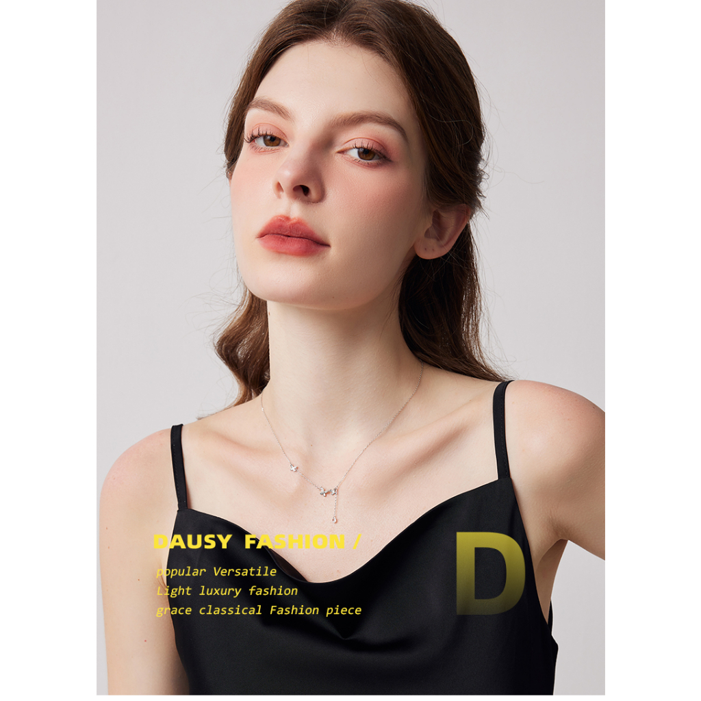 純銀項鍊 女生項鍊 蝴蝶項鍊 流蘇項鍊 單鑽項鍊 小花項鍊 新娘飾品 垂墜項鍊 韓國飾品 歐美項鍊 小禮物 003