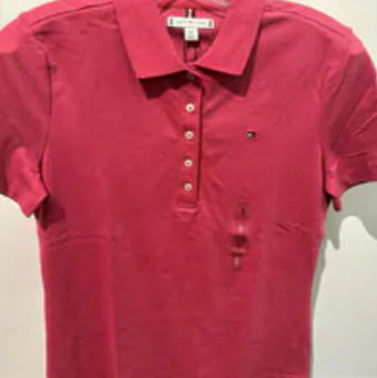 [S] TOMMY HILFIGER RED LADIES POLO TEE, 76J5199-640 (STH1106)
