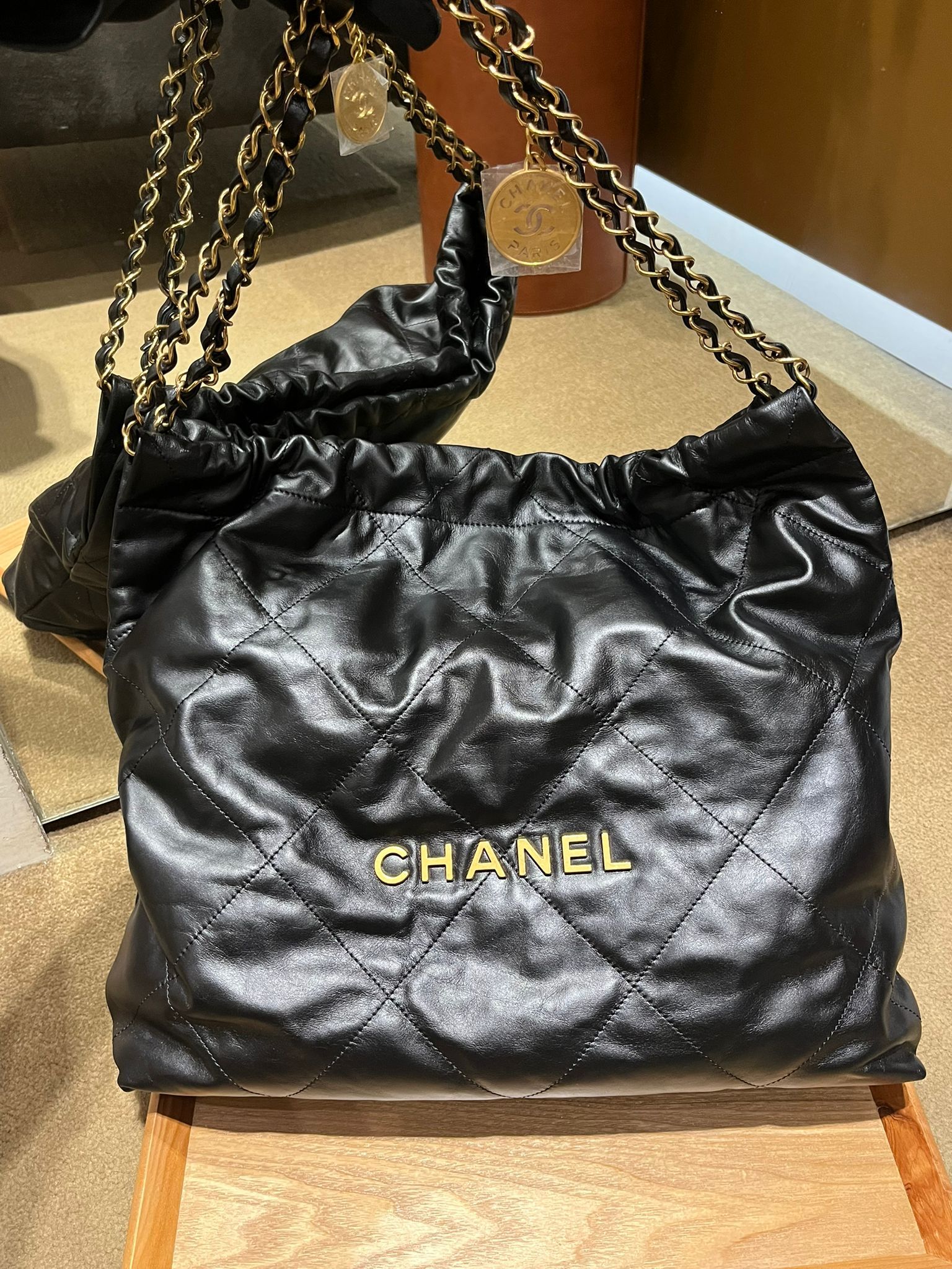 Chanel 小號 垃圾袋 黑金 （閒置品）