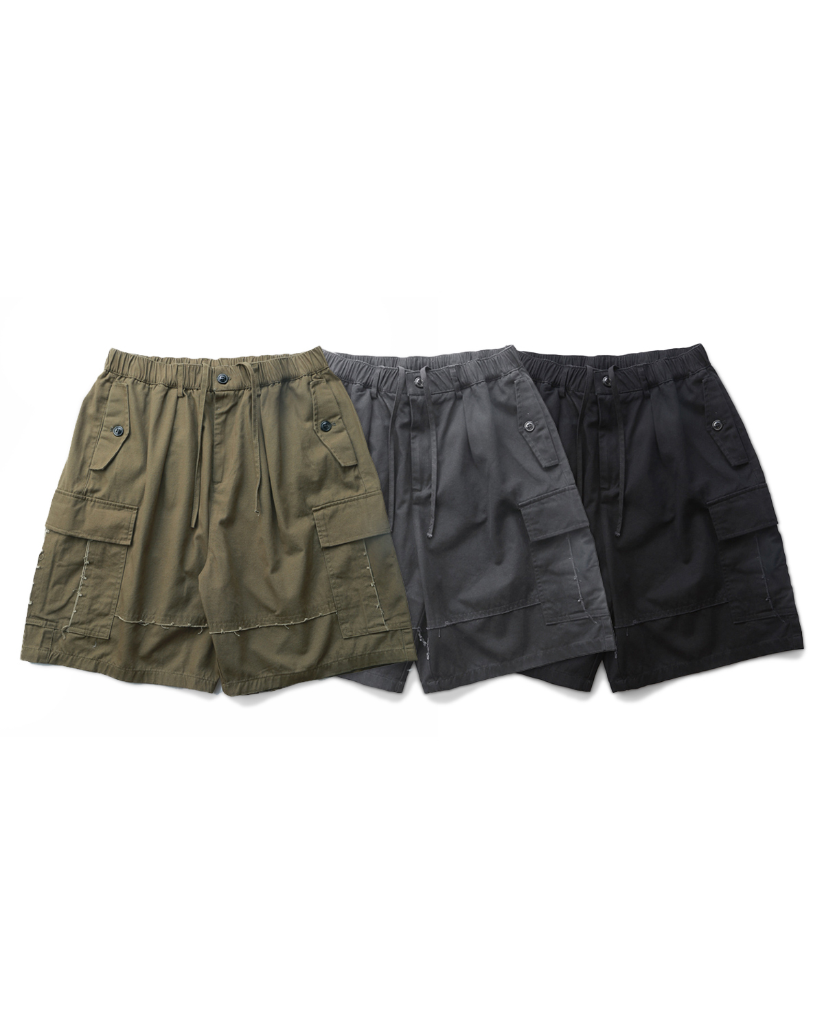 OurPick Raw Edge Cargo Shorts 不修邊⼝袋⼯裝短褲 3色