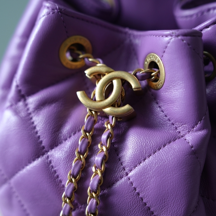 Chanel 紫色抽繩雙肩包