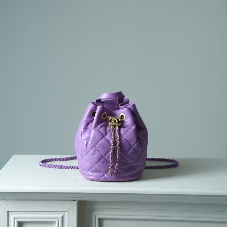 Chanel 紫色抽繩雙肩包