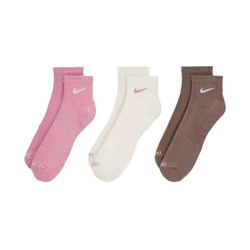 NIKE Everyday Plus Logo Socks 三雙一組 短襪 襪子 粉紅 米白 摩卡 SX6890-936 [台灣現貨]