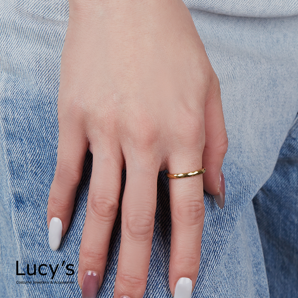 *鎢鋼戒｜2MM密菱格切割 (金) 戒指 (47295-55763)