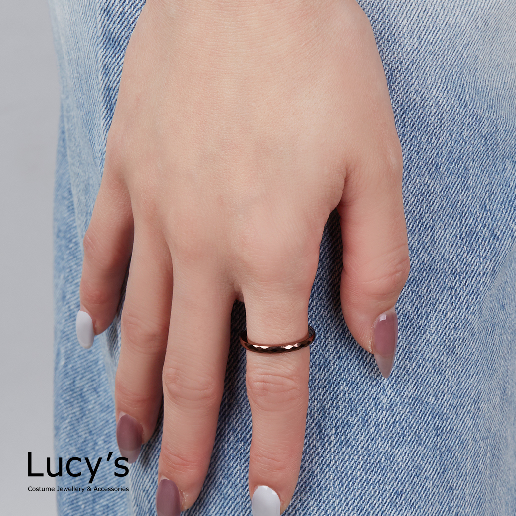 鎢鋼戒｜2MM密菱格切割 (巧克力金) 戒指 (47305-51005)