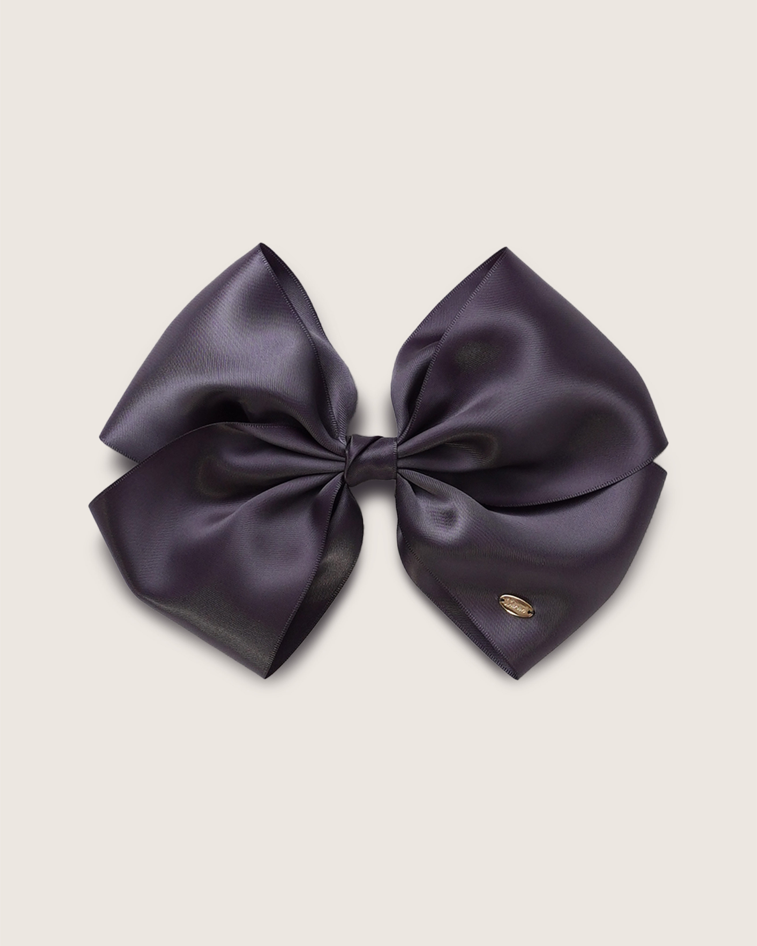 Velvet Bow Clip - Cool Grey