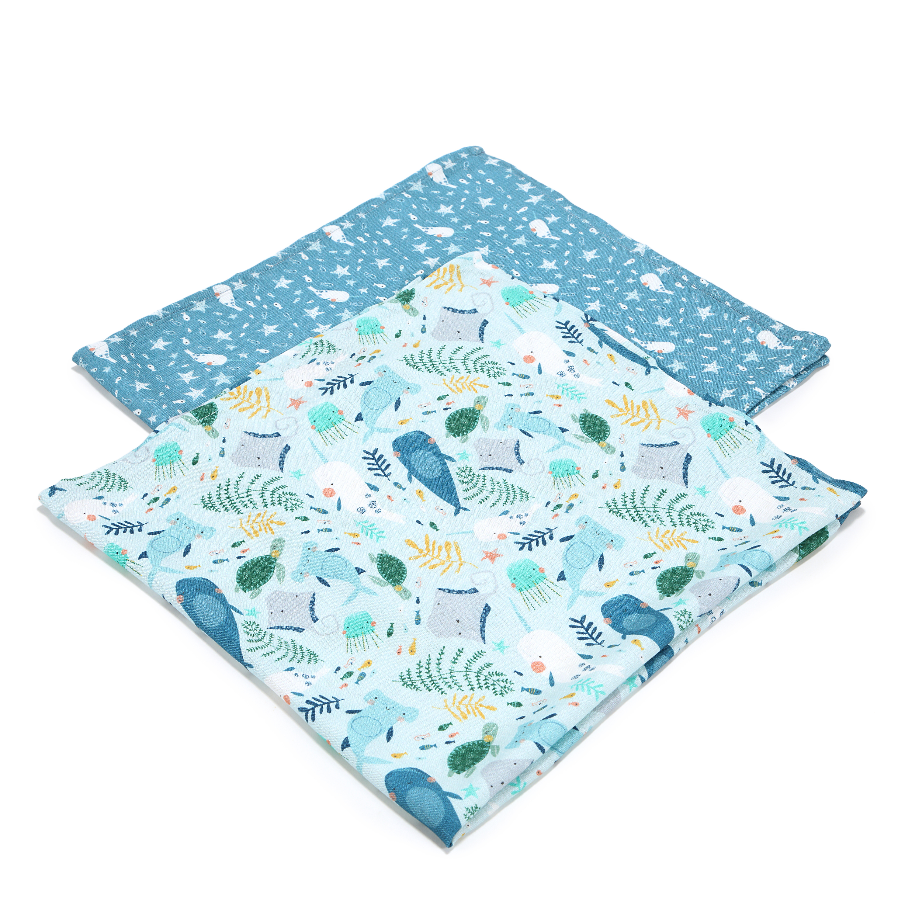 La Millou波蘭 100%竹纖銀離子紗布巾兩入組(70x70cm)｜海底總動員