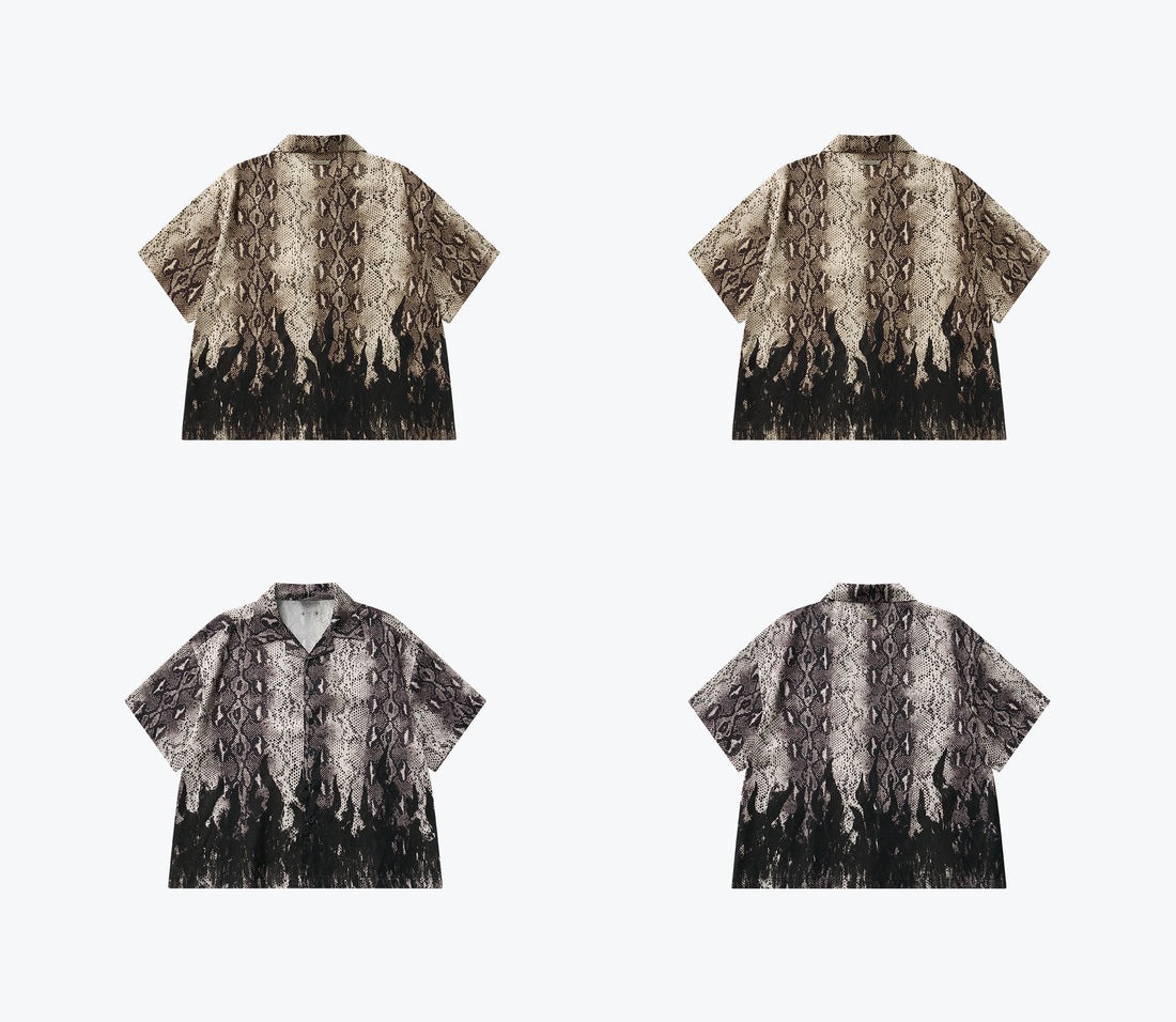 SENSE Snake Print With Flame Shirt