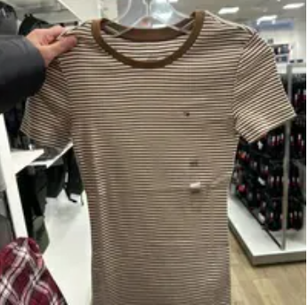 [S] TOMMY HILFIGER CHOCOLATE/OPTIC WHITE MULTI STRIPE CREW NECK FAVORITE T-SHIRT, 76J5262-212 (STH1145)