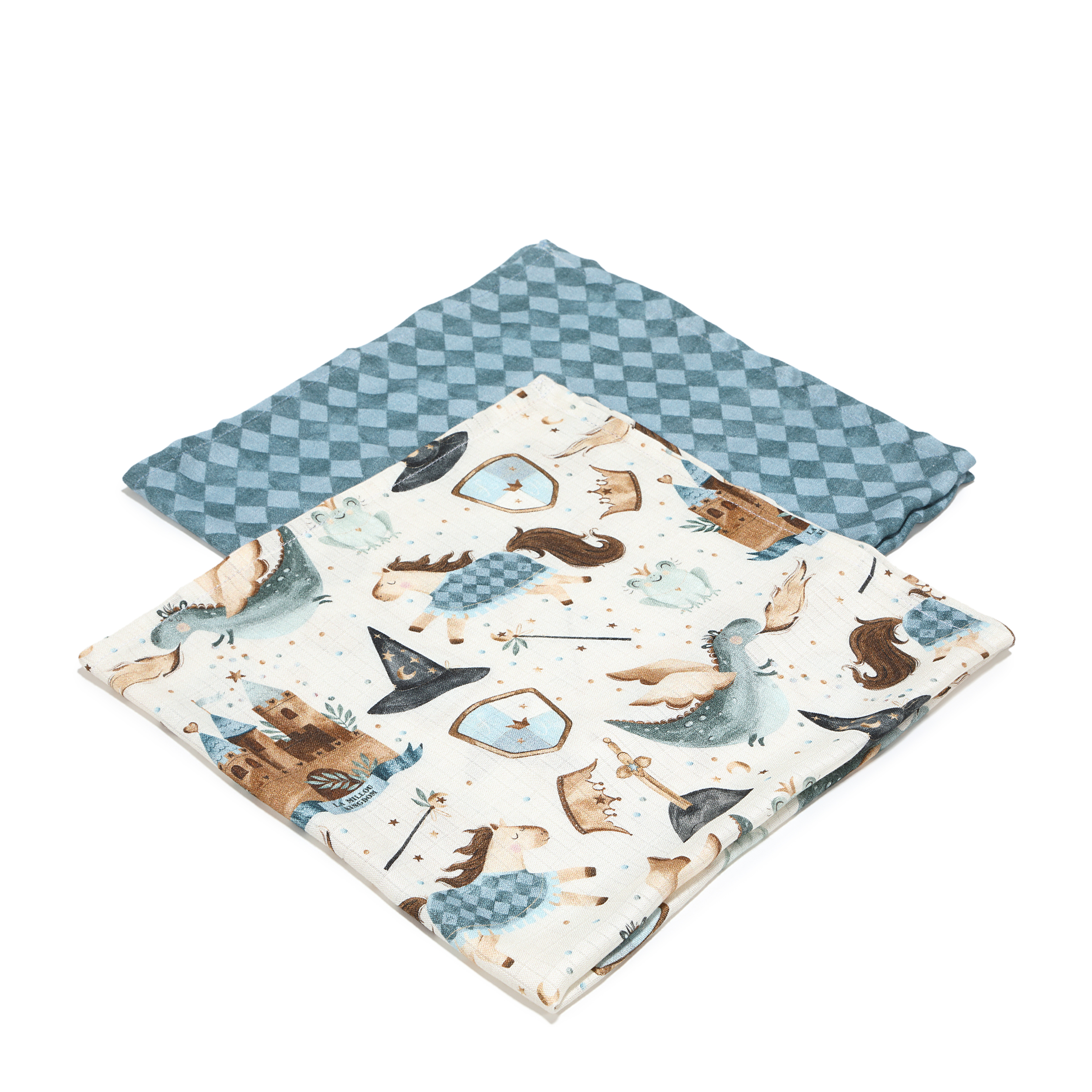 La Millou波蘭 100%竹纖銀離子紗布巾兩入組(70x70cm)｜仙履奇緣(藍底)